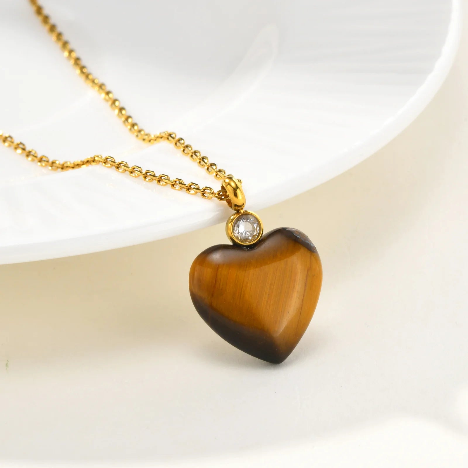 Vnox Stainless Steel Natural Stone Zircon