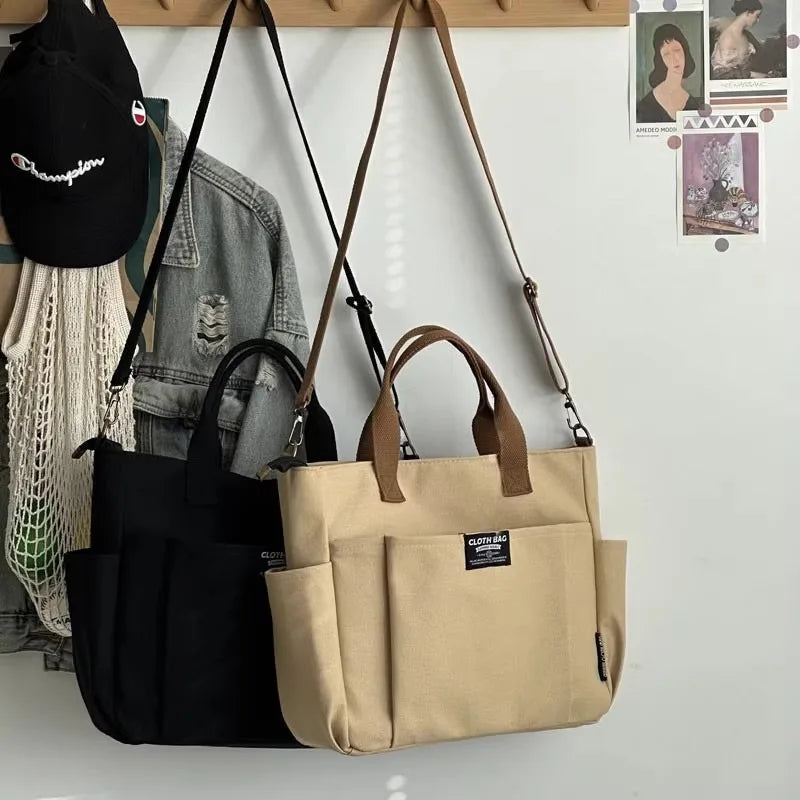 Canvas Ladies Commuter Bag – Horizontal Shoulder Tote for Students