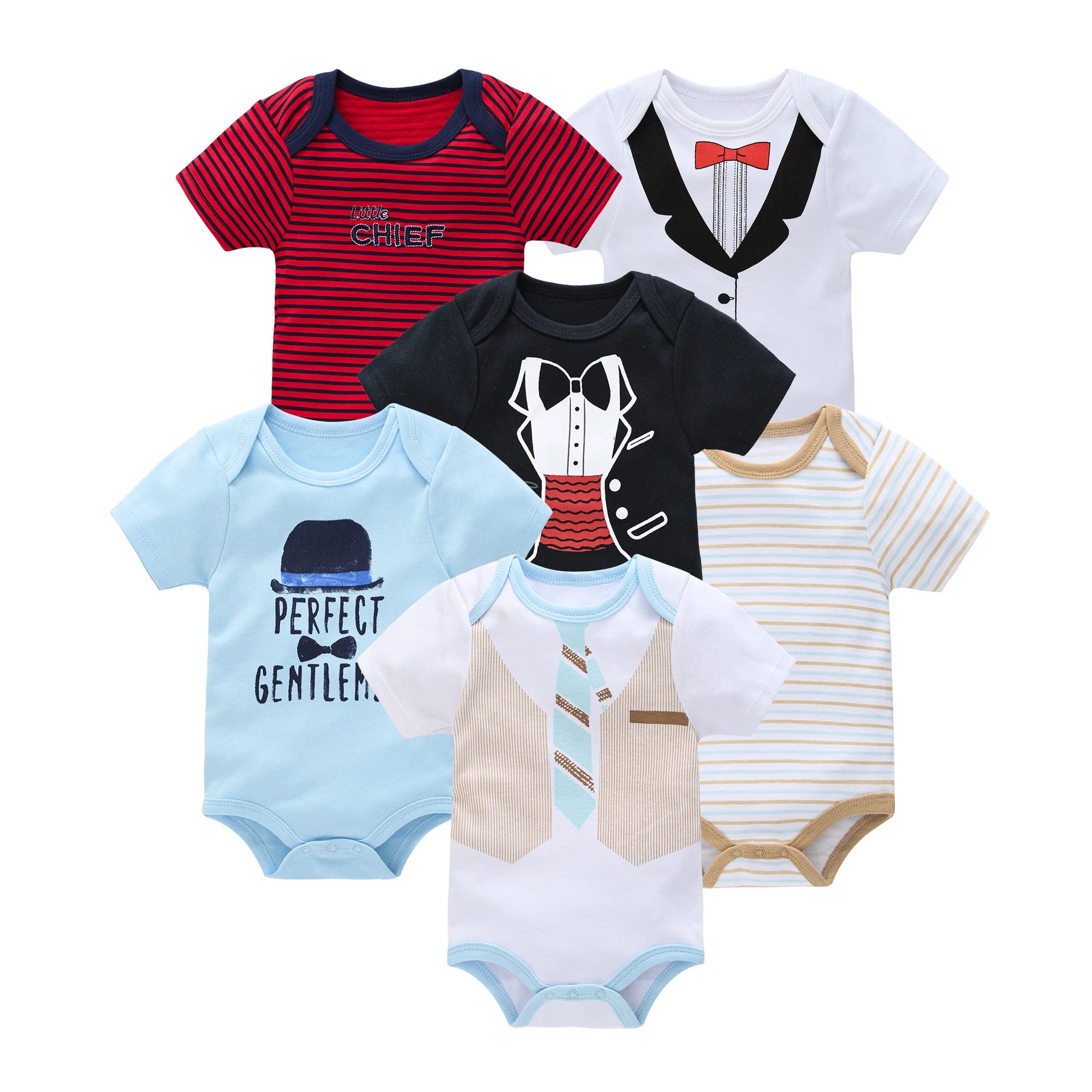3/6PCS Baby Bodysuit Set, Cotton Short Sleeve 0–12M