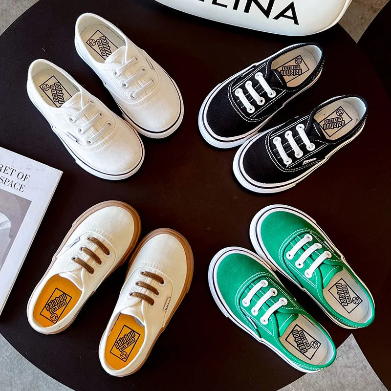 Kids Spring/Autumn Canvas Sneakers – Colorful Soft-Soled Shoes