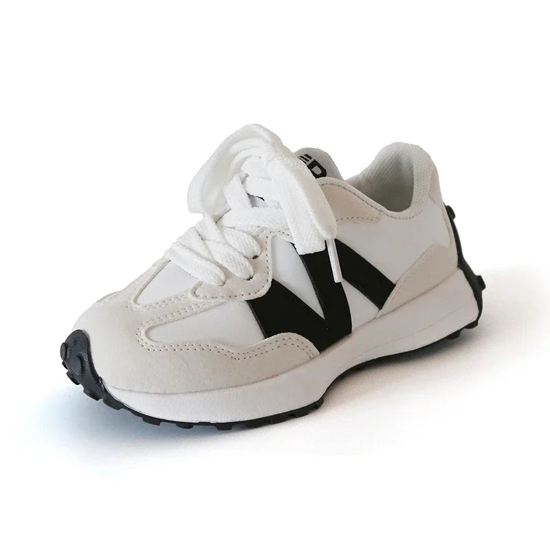 Kids Spring Leather Sneakers – Soft Sole Non-Slip Casual Shoes