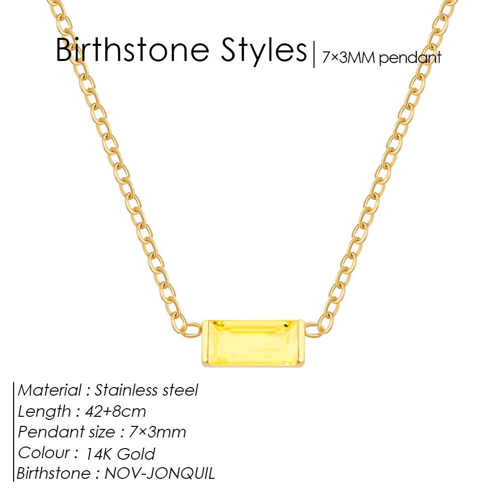 EManco Stainless Steel Colorful Birthstone Pendant