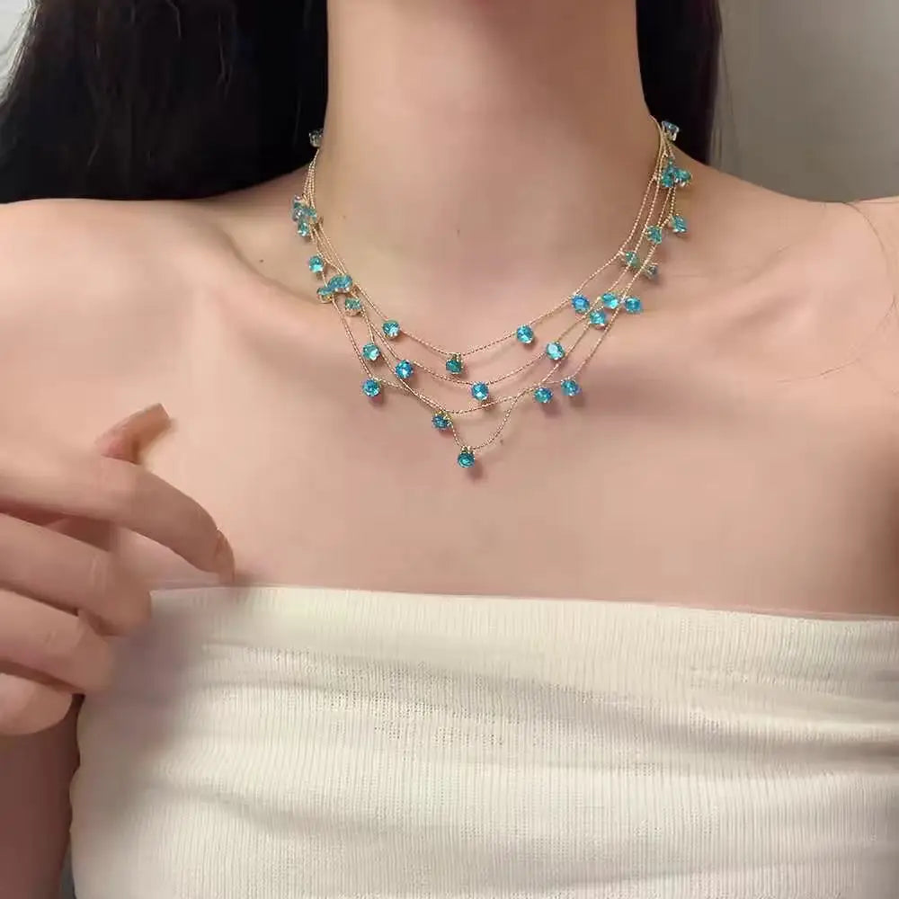 Luxury Multi layered Blue Zircon Layer