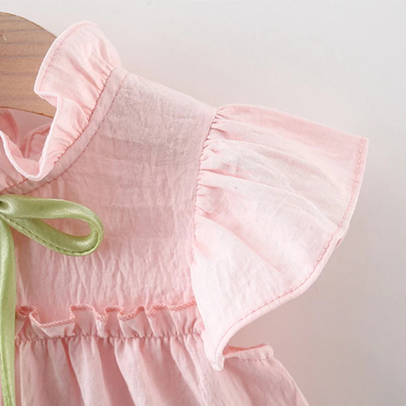 9M to4 Years Old Pink Ruffled Sleeve Baby Girl Dress