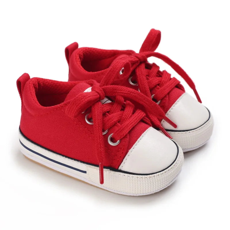 Baby Canvas Sneakers – Lace-Up Non-Slip Rubber Sole Shoes