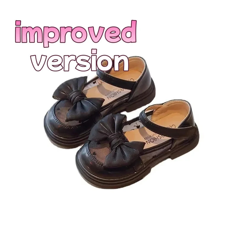 Girls’ Flat Shoes – Bow Princess Leather (Sizes 23–35)