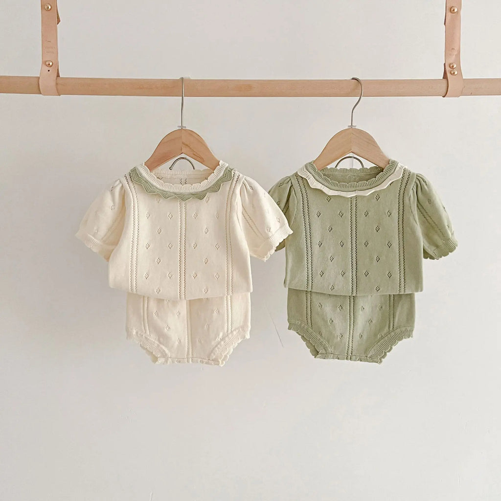 Baby Girl Knit Tee & Shorts Set – Summer (0–2Y)