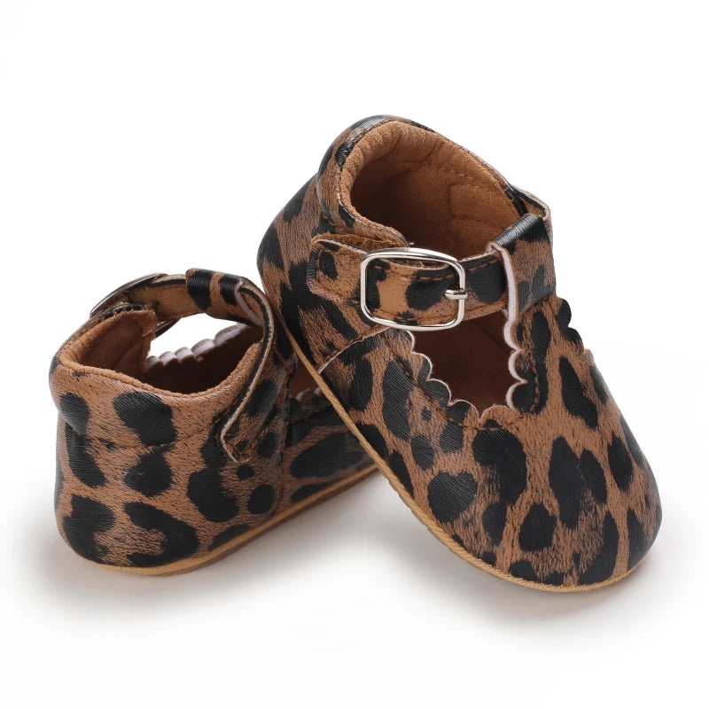 Baby Stripe Leather Shoes – Multicolor Non-Slip First Walkers