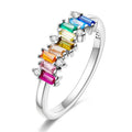 Original 925 Sterling Silver Rings Sparkling Rainbow Candy Zircon Rings For Women Girls Jewelry Birthday Anniversary Gifts