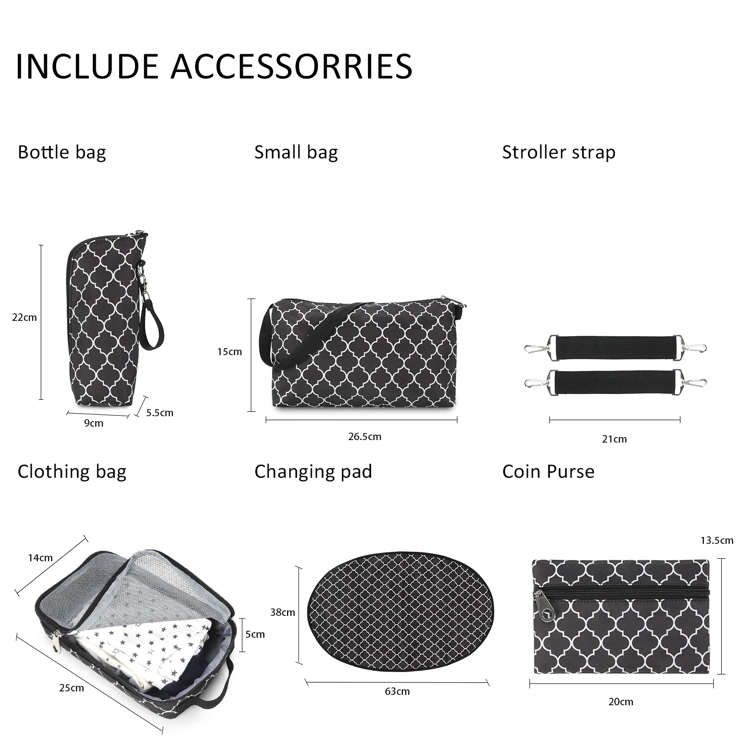7pcs Nappy Changing Bag Set – Multifunctional Tote, Shoulder & Travel Diaper Bag
