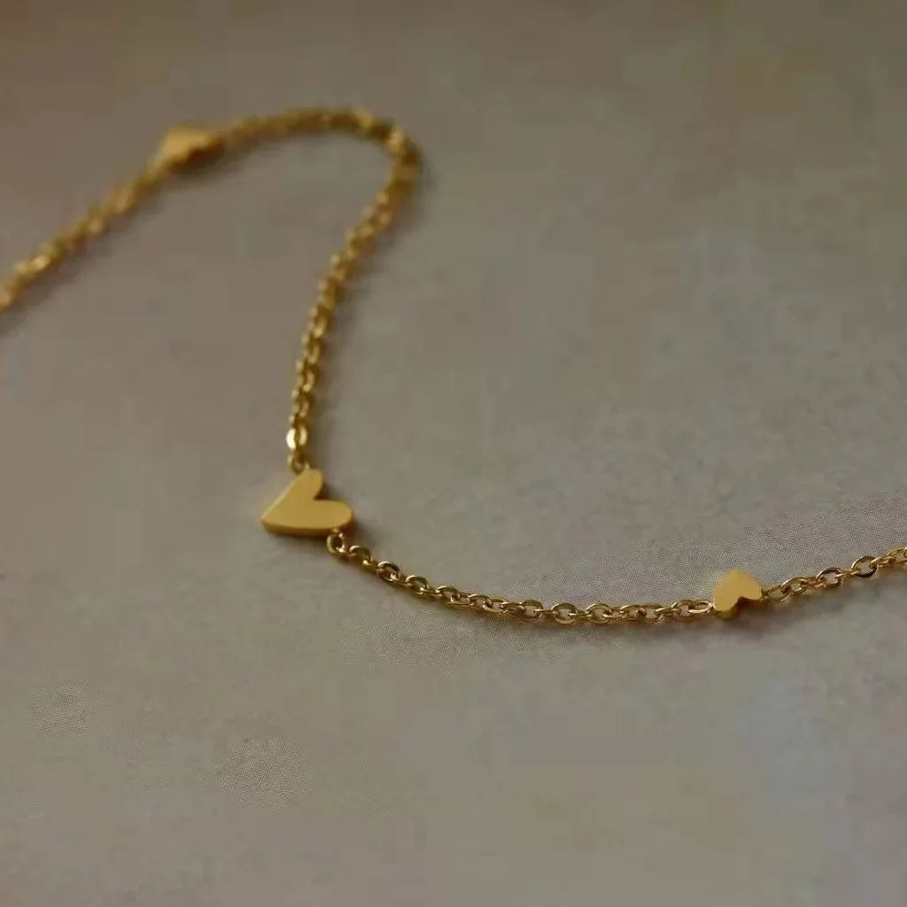 Heart Gold Color Tassel Necklace