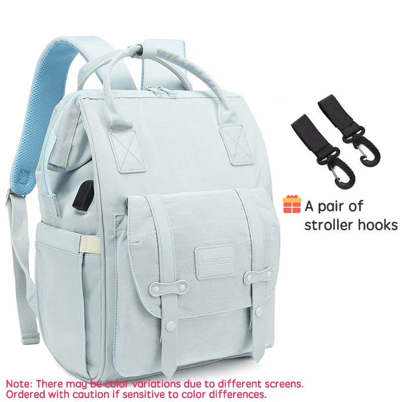 Maternity Diaper Backpack for Travel – Waterproof with Stroller Hooks