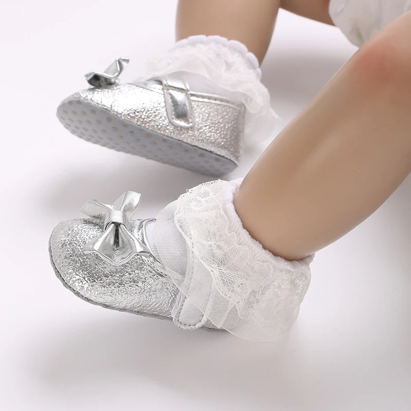 Baby Shoes (0–18M) – Plush Soft Bow Casual Sneakers