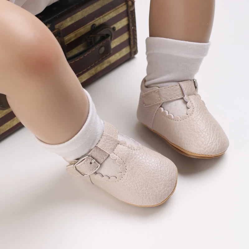 Baby Stripe Leather Shoes – Multicolor Non-Slip First Walkers