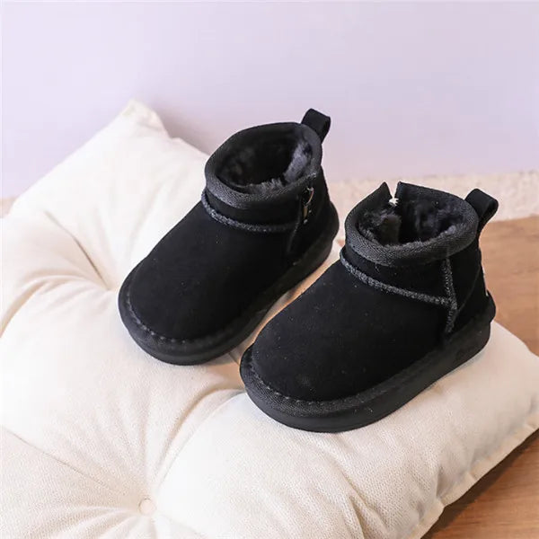 Baby Winter Snow Boots – Leather Plush Non-Slip Toddler Shoes