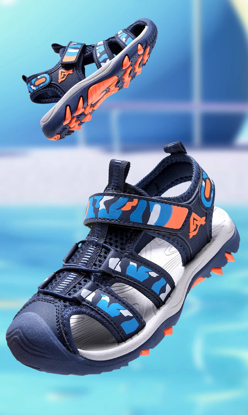Kids’ Summer Water Sandals – Non-Slip Leather Shoes