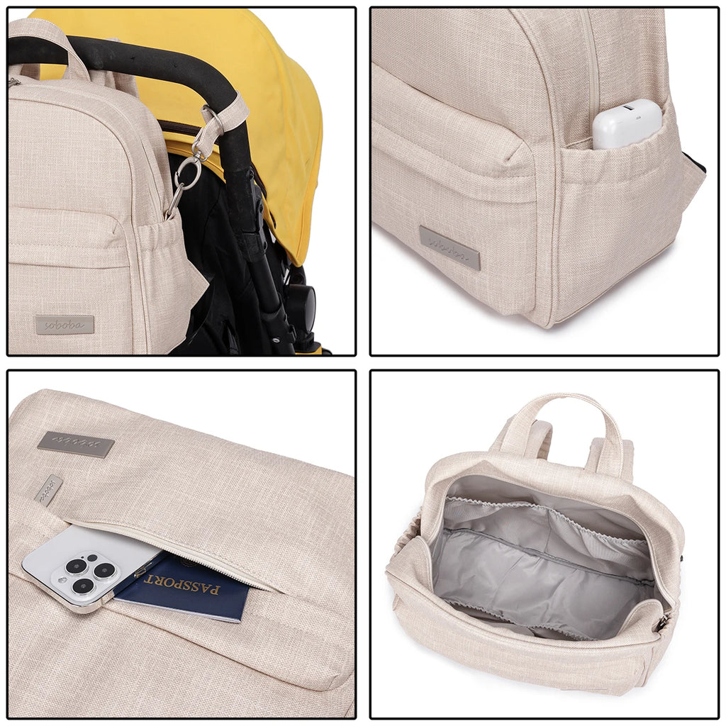 Soboba Stylish Waterproof Diaper Bag – Large Capacity Multi-Functional Backpack with 2 Straps