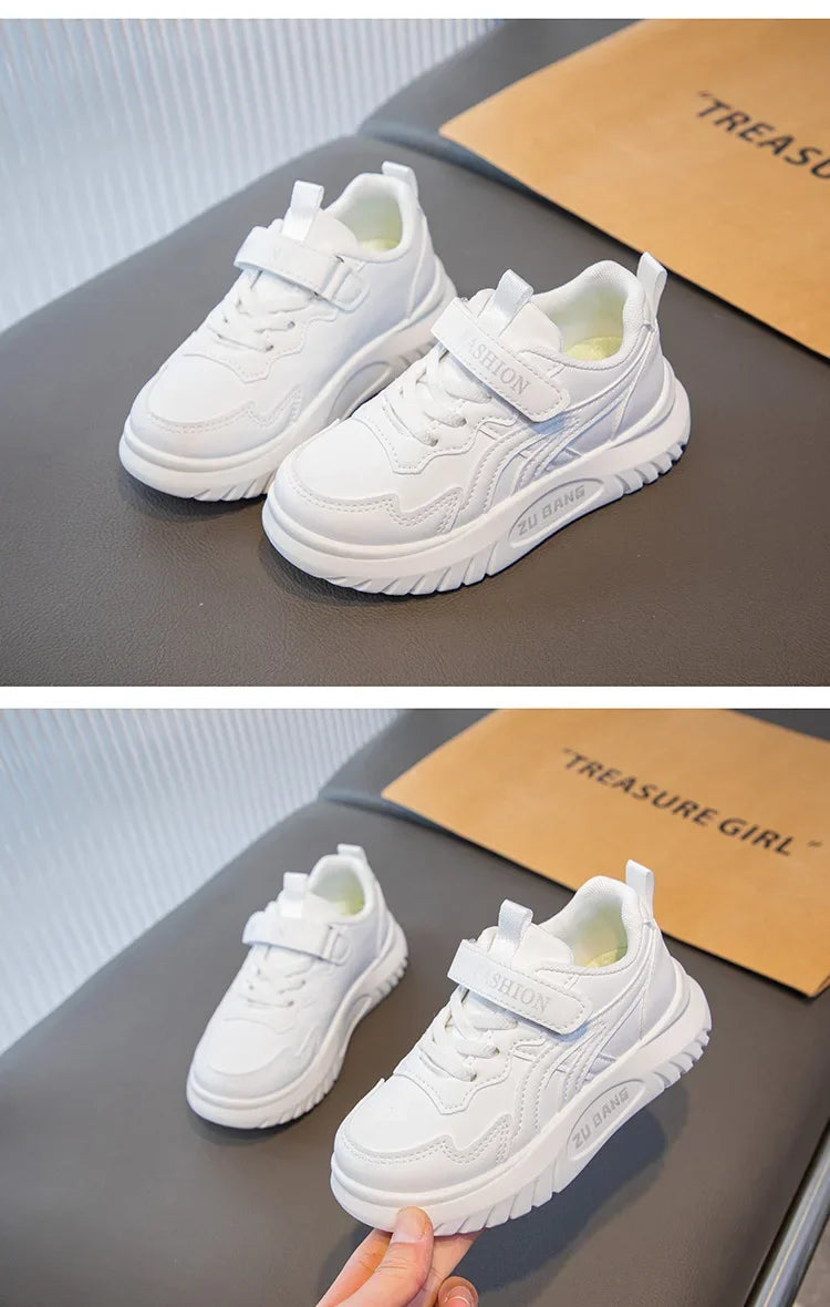 Kids Sports Shoes – Lightweight Breathable Leather Sneakers