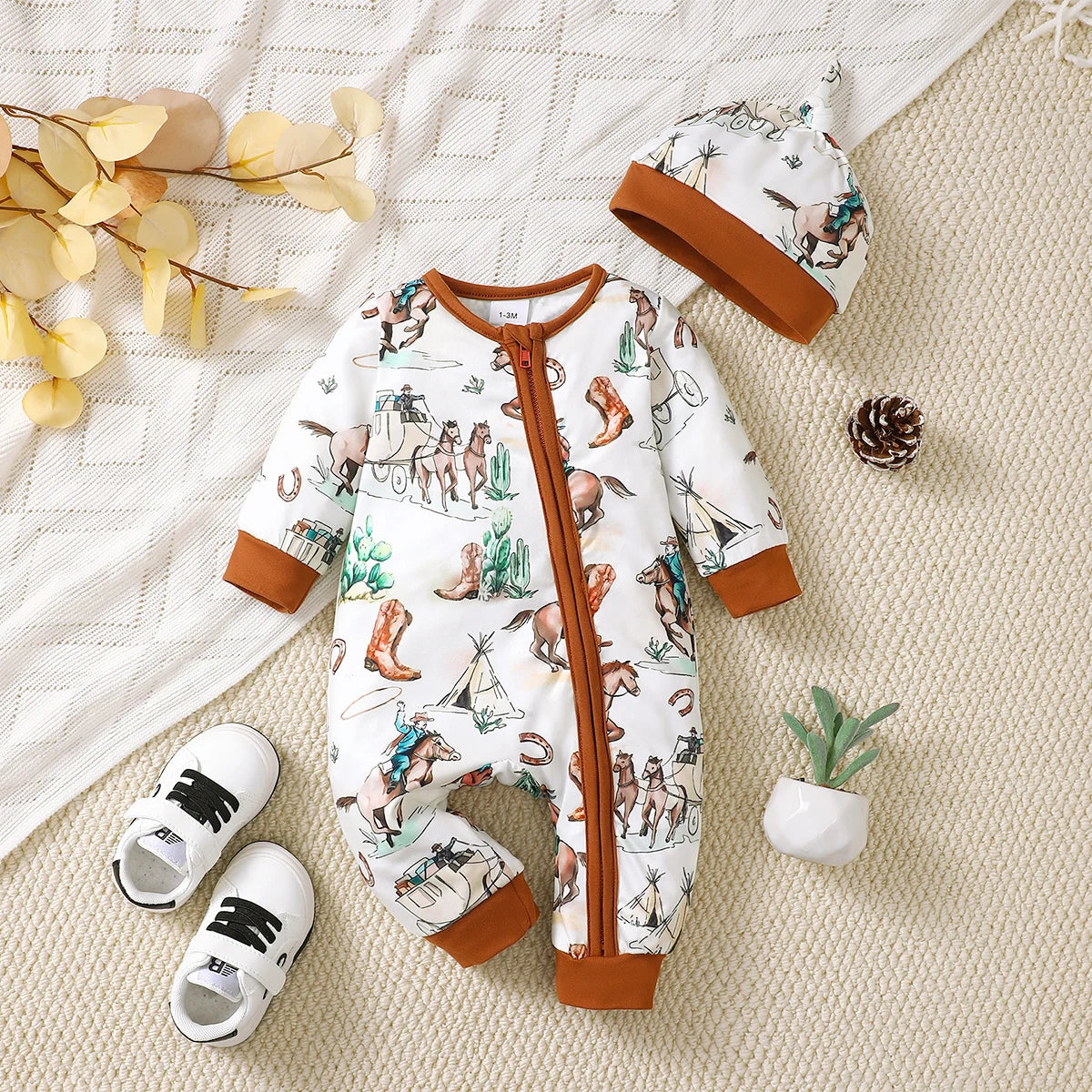 Baby Boys Bear Romper – Long Sleeve (0–12M)