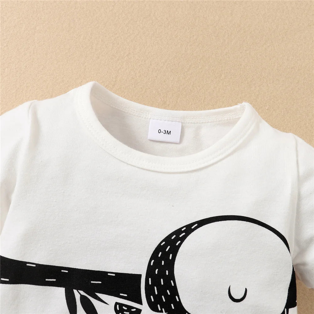 Baby Boy Summer Romper & Hat Set, Panda Print 2PCS