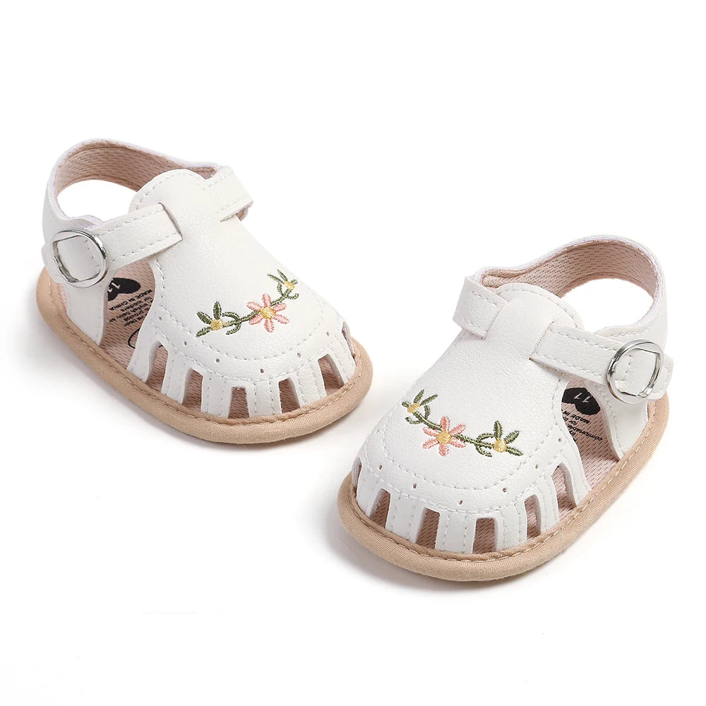 Baby Girl Summer Sandals – Breathable Lightweight Floral Wrap-Toe Shoes