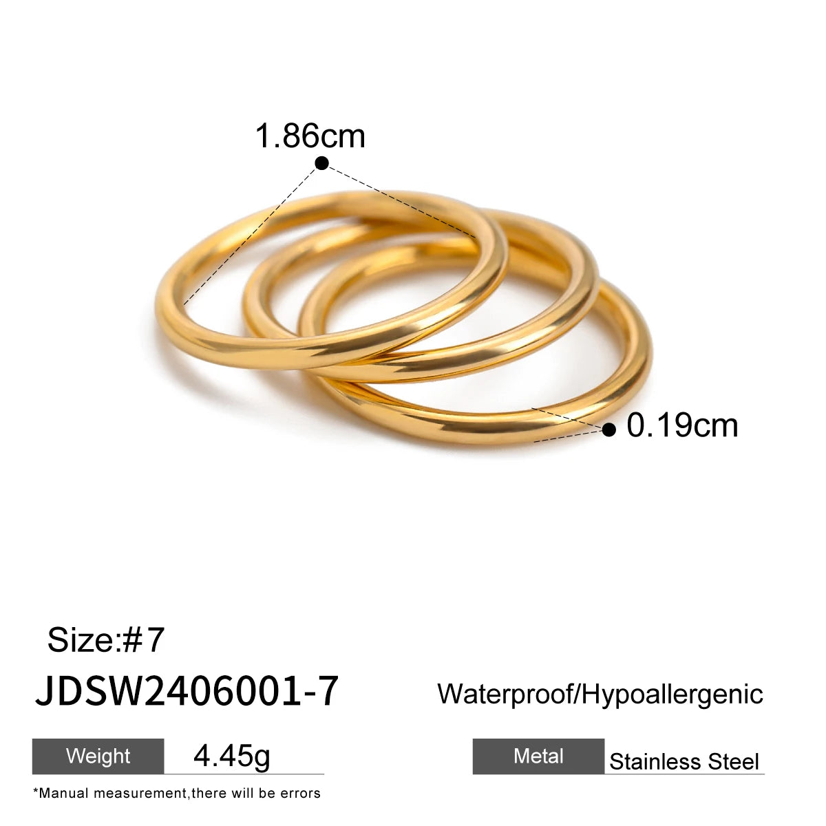 Gold Stainless Steel Hollow Ring