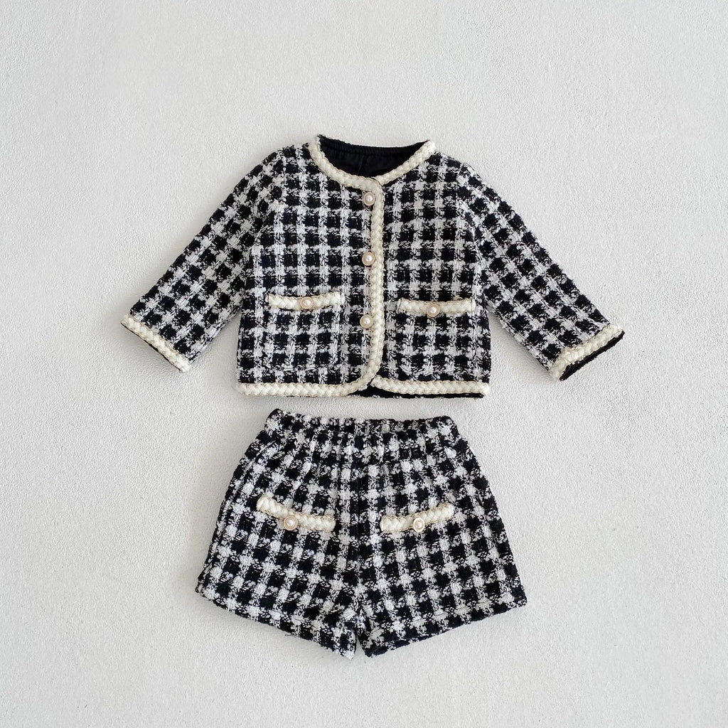 Cute Baby 2-Piece Set, Plaid Shirt & Shorts