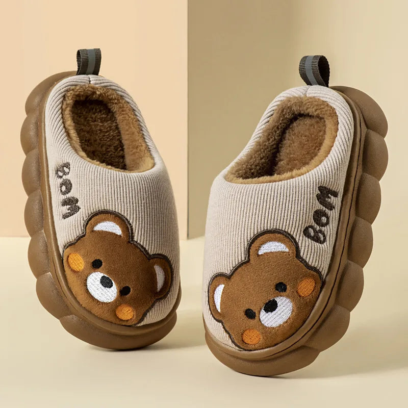 Kids’ Cotton Slippers – Warm, Anti-Slip Cartoon Plush Shoes