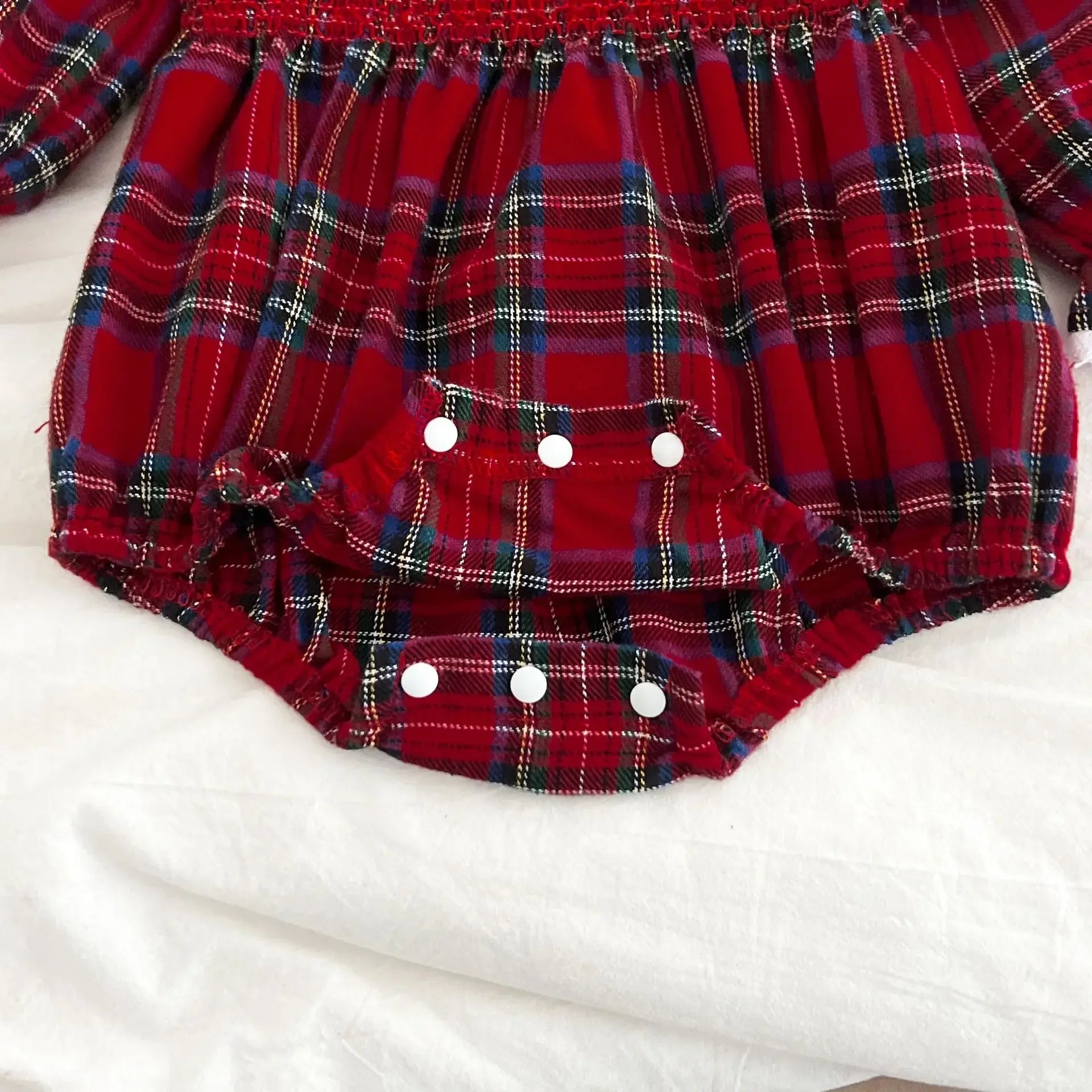 Christmas Baby Girl Red Plaid Romper