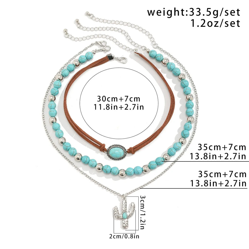 Boho Metal Cactus Pendant Clavicle