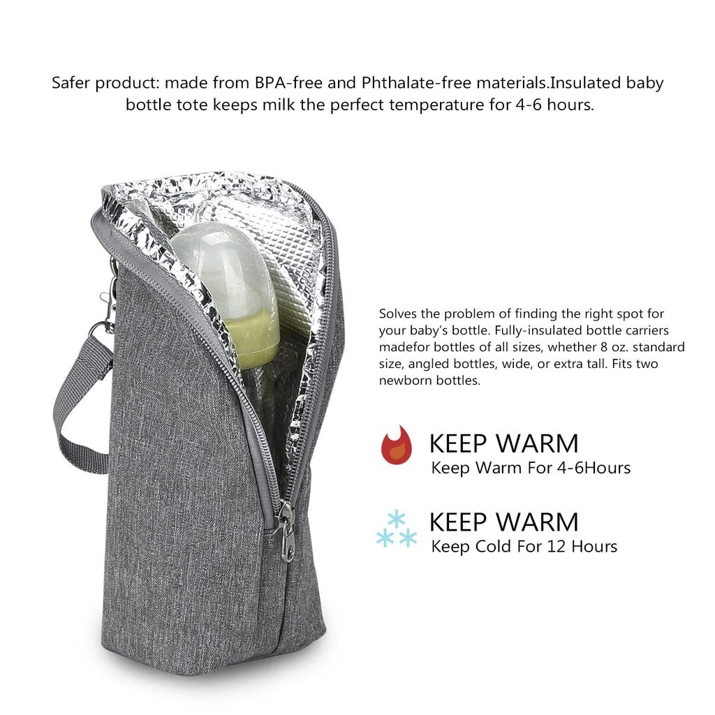 Portable Baby Feeding Bottle Bag – Aluminum Insulation, Stroller Hanging