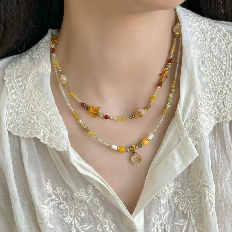 New Chinesestyle Natural Stone Necklace Beads