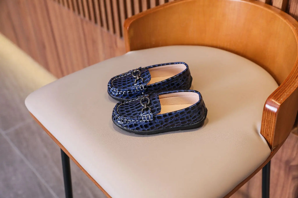 Kids’ Leather Loafers – Casual Slip-On Moccasins (21–30)