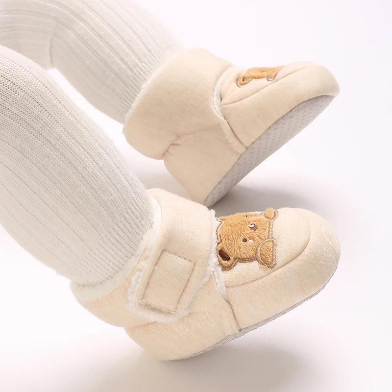 Baby Winter Cotton Shoes (0–1Y) – Thick Warm Teddy Bear Walking Shoes