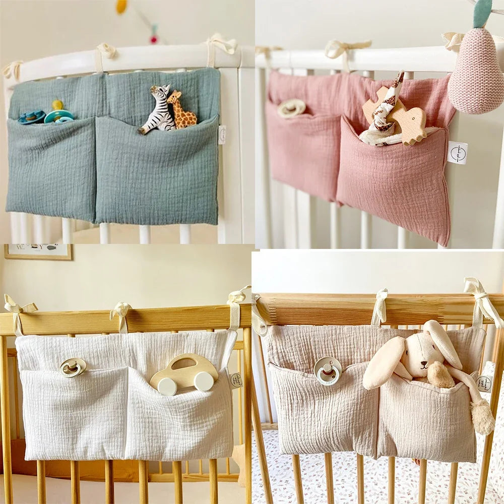 Multifunctional Baby Crib Organizer for Diapers & Bedding Accessories