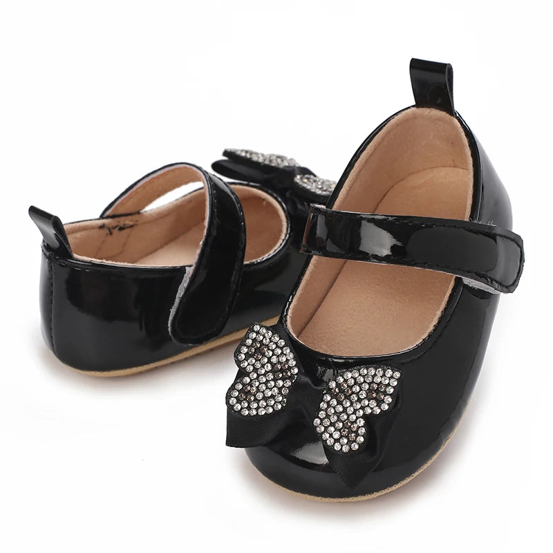 Infant & Toddler Mary Jane Shoes – Bow Faux Leather Flats with Easy Fasten