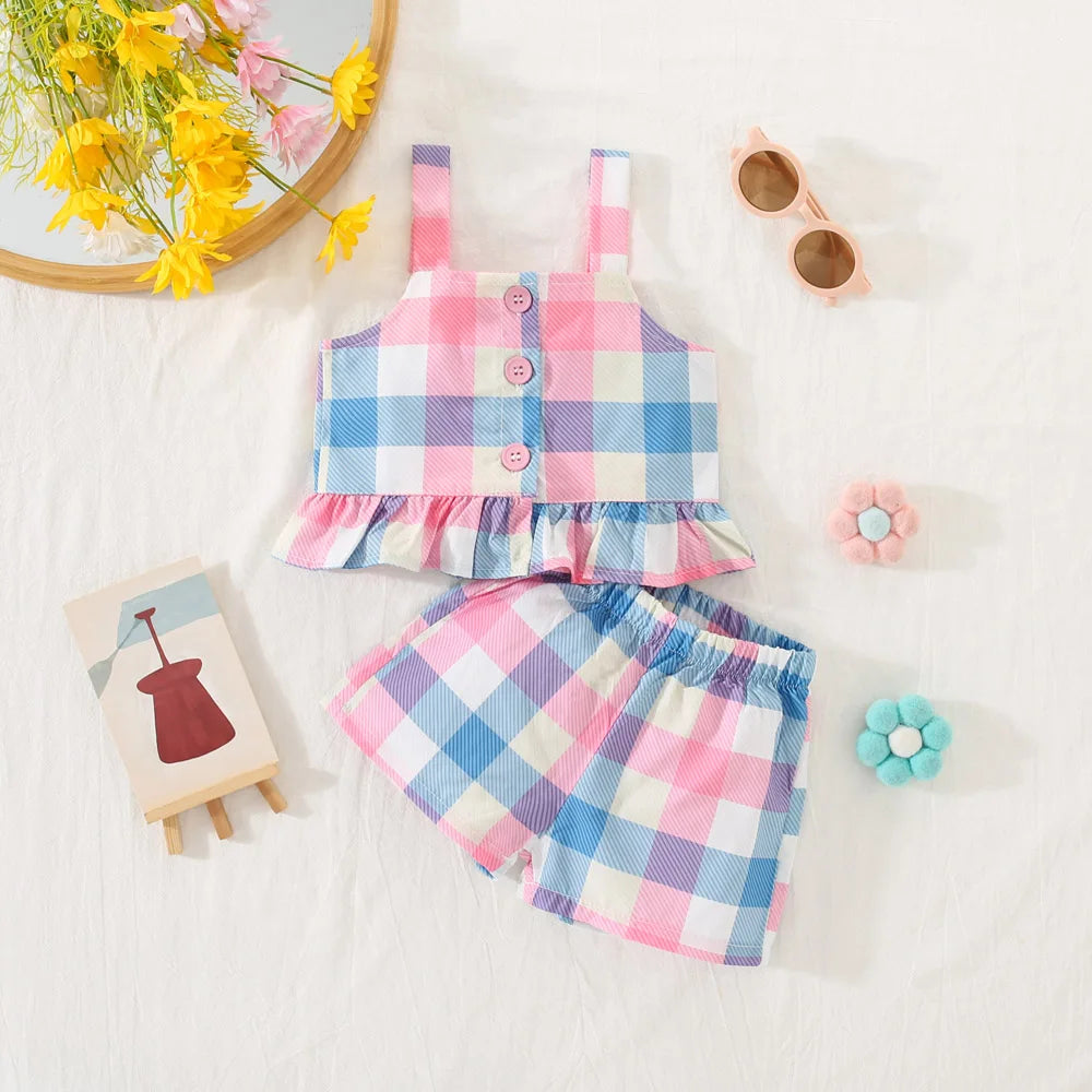 Baby Girl Summer Strap Shorts Set