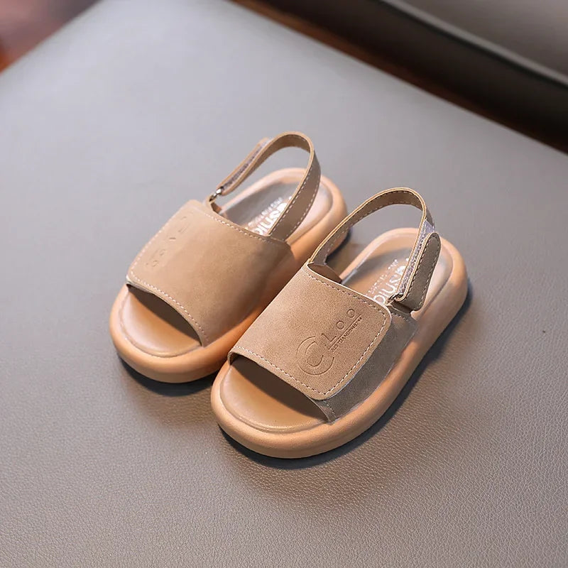 Kids’ Summer Sandals – Open Toe PU Leather (Ages 1–6)