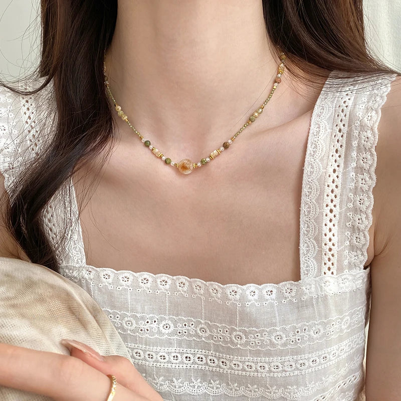 Natural Stone Bead Necklace