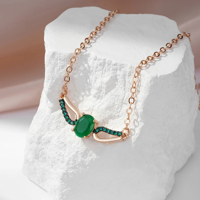 SYOUJYO Dark Green Natural Zircon Pendant