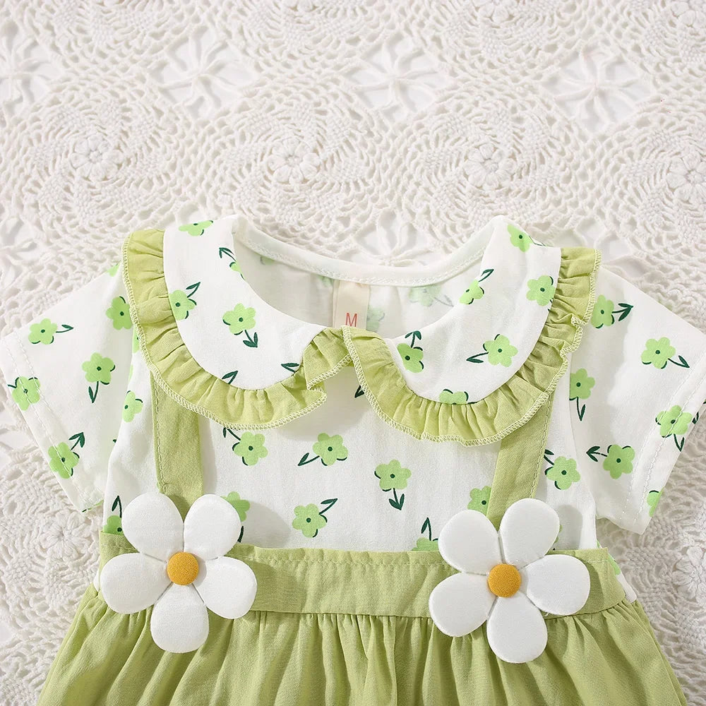 0-3 Years - Two-Piece Shoulder Strap Dress Girl Cute
