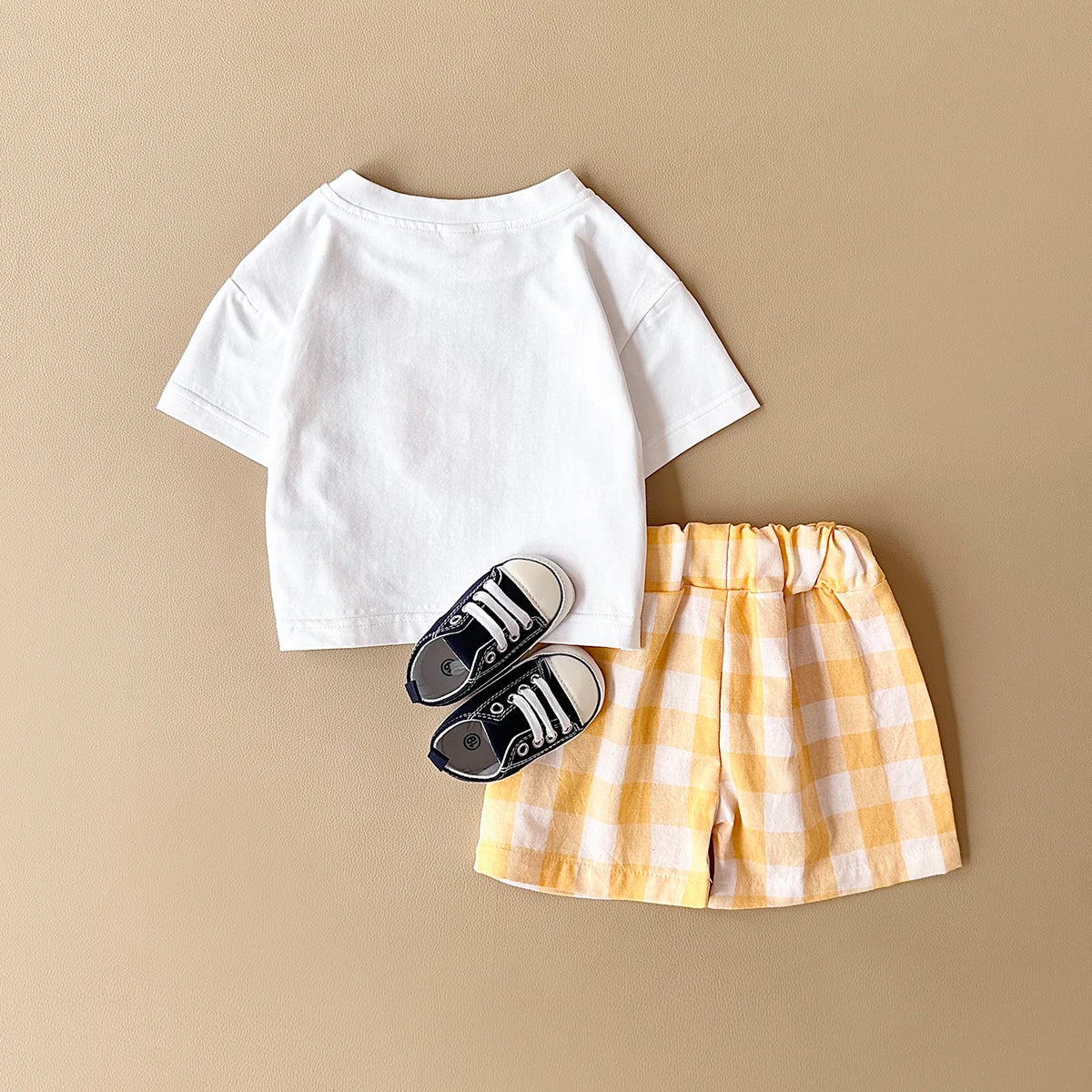2PCS Baby Boys Girls Clothes Set T-shirt & Checkered Shorts 0-3Y