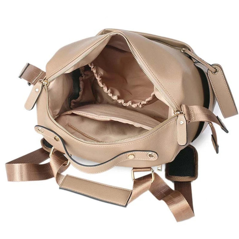 Multifunction Leather Maternity Diaper Backpack – Baby Care & Travel Bag