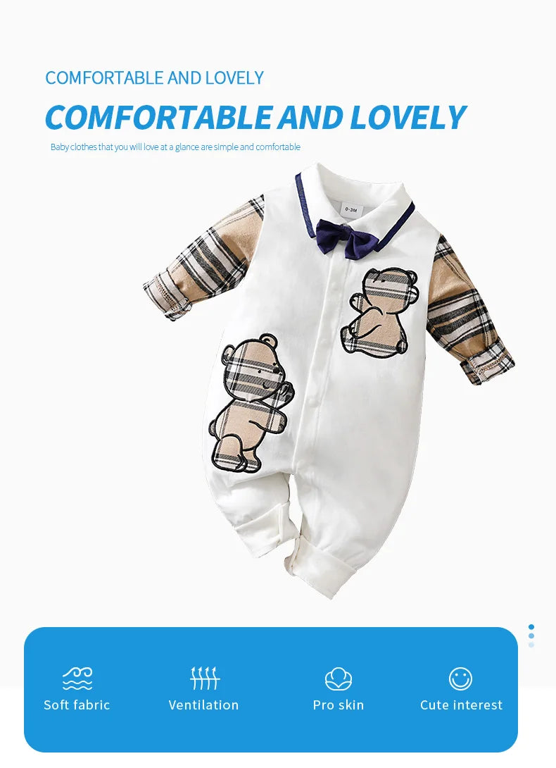 Baby Jumpsuit – Gentleman Bear Embroidered (0–18M)