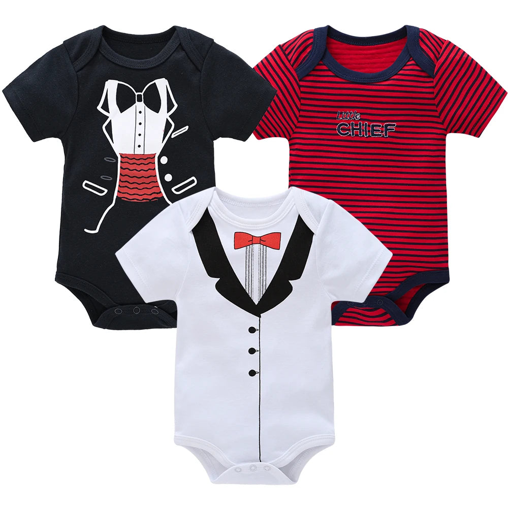 3/6PCS Baby Bodysuit Set, Cotton Short Sleeve 0–12M