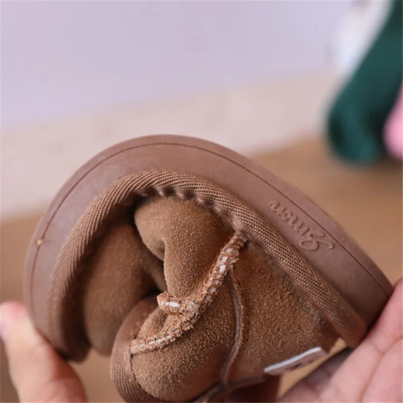 Baby Winter Snow Boots – Leather Plush Non-Slip Toddler Shoes