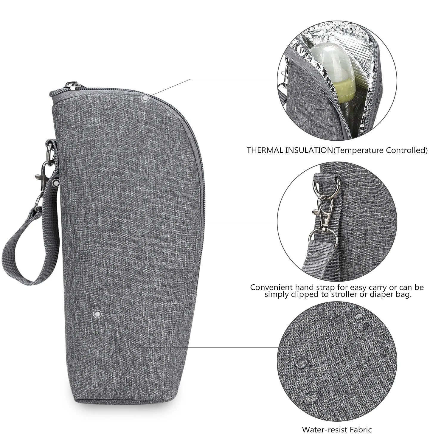 Portable Baby Feeding Bottle Bag – Aluminum Insulation, Stroller Hanging
