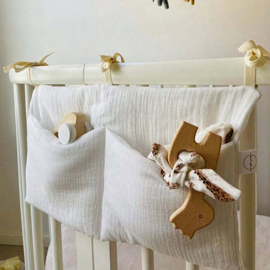 Multifunctional Baby Crib Organizer for Diapers & Bedding Accessories