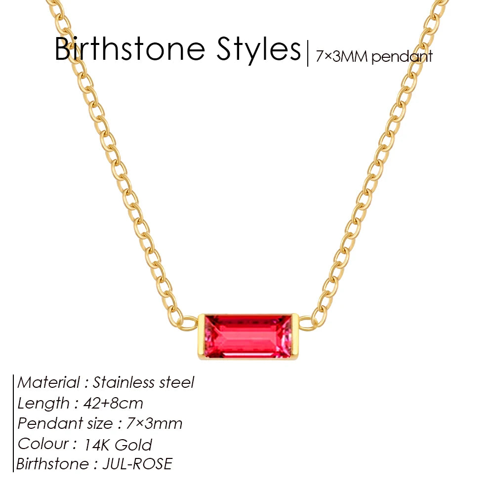EManco Stainless Steel Colorful Birthstone Pendant