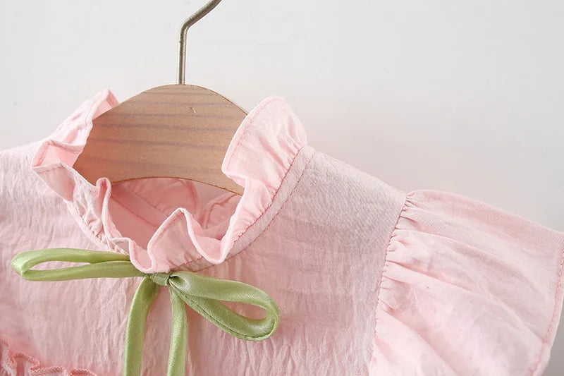 9M to4 Years Old Pink Ruffled Sleeve Baby Girl Dress